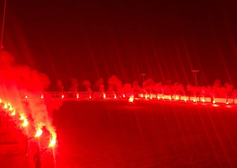 Stadion-Verabschiedung mit Pyrotechnik in Nordhausen