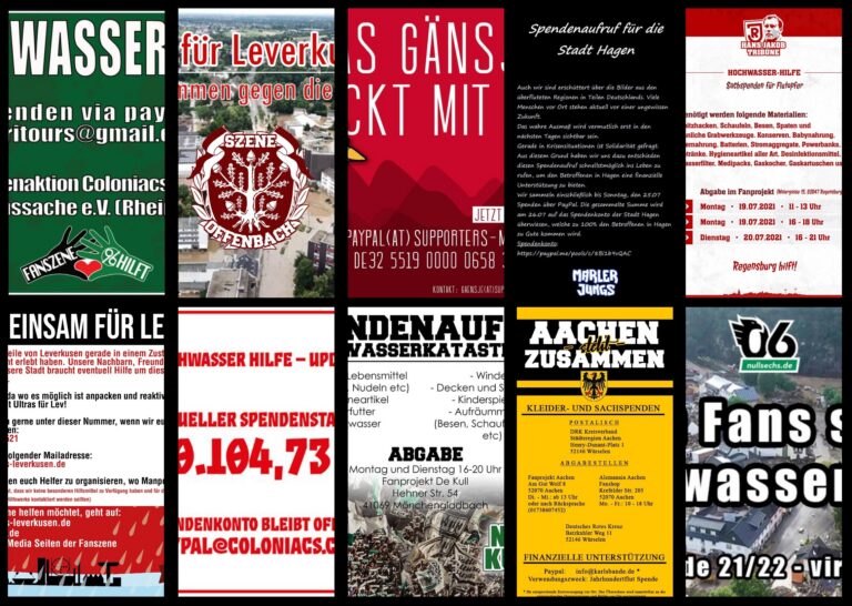 Überblick über alle Hilfsaktionen aus der Fanszene