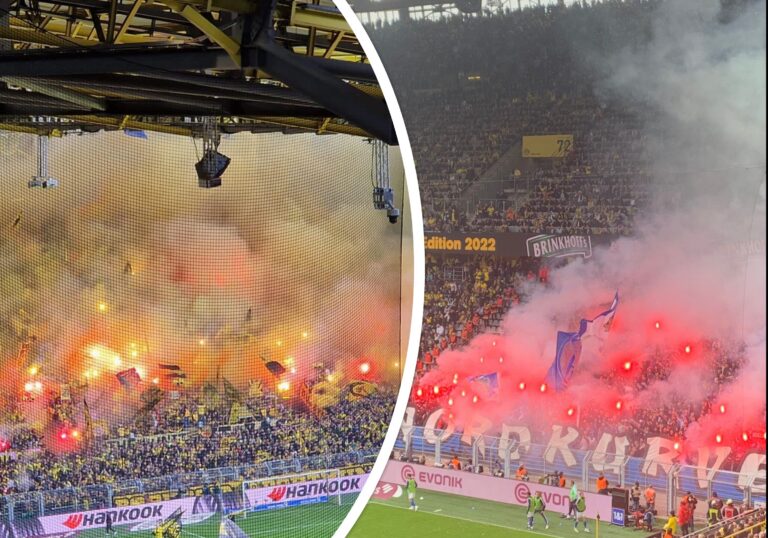 Fanmarsch, Pyroshows & verspätete Ultras beim Revierderby