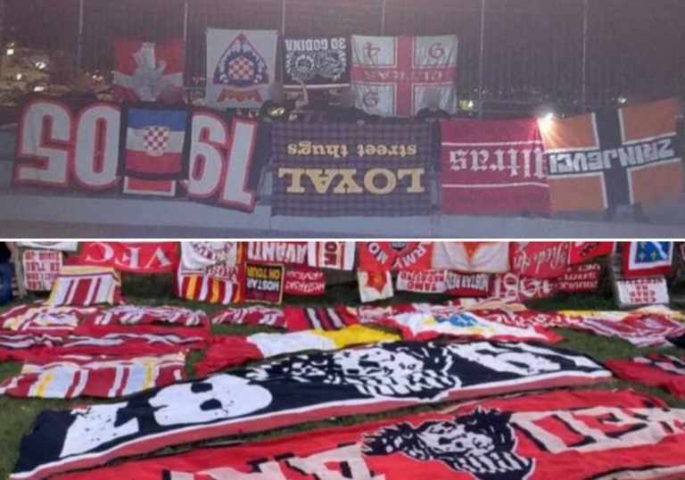 Wie sich rivalisierende Ultras in Mostar zuletzt gegenseitig fast alle Zaunfahnen klauten