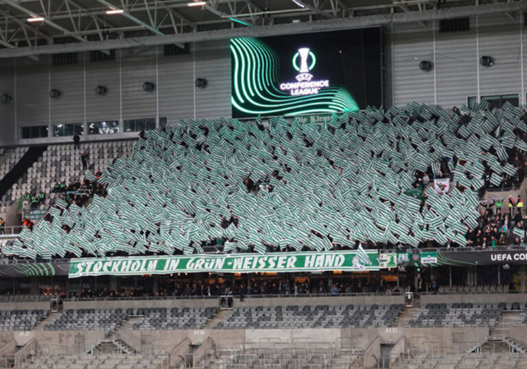 Rapid Wien in Stockholm – Sieg im Conference League Viertelfinal-Hinspiel bei Djurgårdens IF, begleitet von unterschiedlichen Fan-Aktion und angespannter Stimmung aufgrund von Kontakten zwischen Rapid und Hammarby