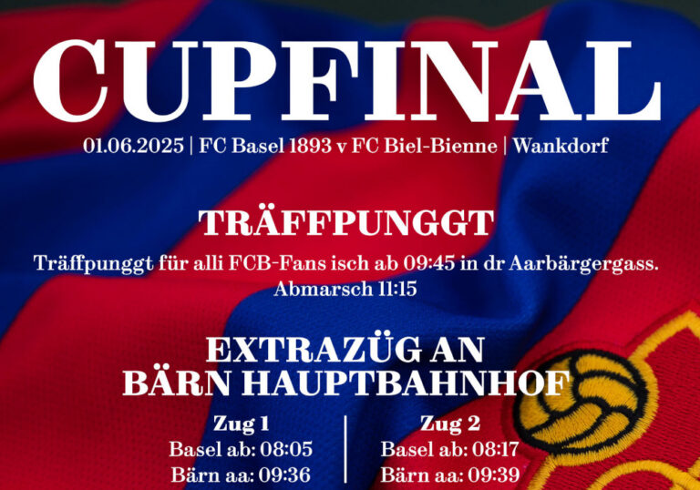 Ankündigung der Muttenzerkurve zum Cupfinale in Bern zwischen dem FC Basel und dem FC Biel-Bienne