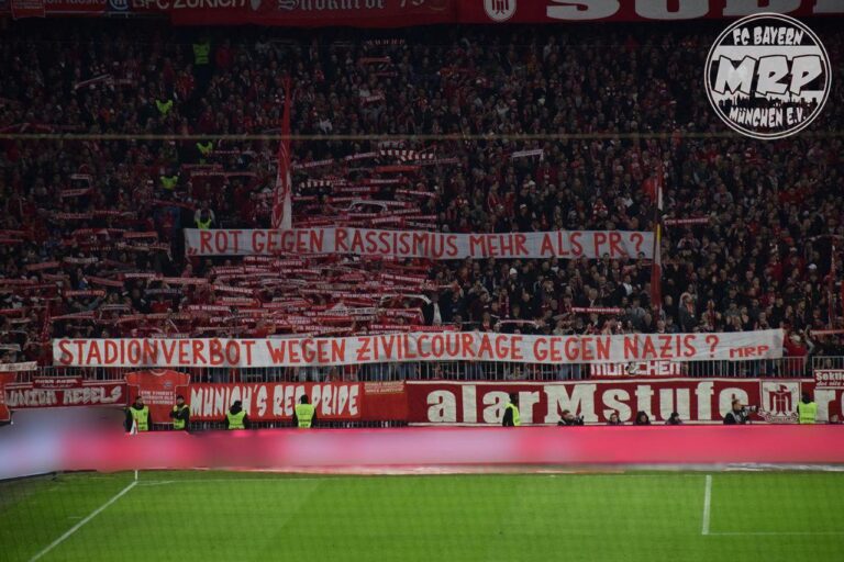 „Rot gegen Rassismus“ oder „Deutsch, Stolz, Treue“? – Statement von Munich‘s Red Pride nach Stadionverbot für treuen Fan vom FC Bayern